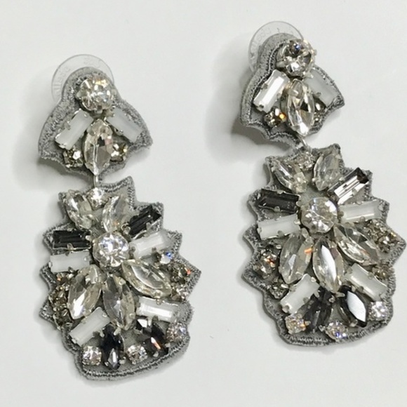 Stella & Dot | Crystal Leather Mosaic Gala Statement Chandelier Earrings - Picture 4 of 5